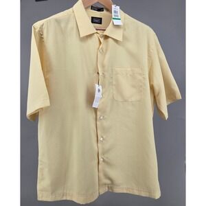 Haggar The Easy Shirt Mens Large Yellow Short Sleeve Button Up Retro Minimalist